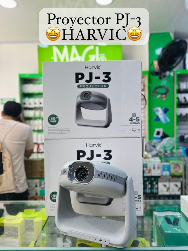 Proyector Harvic PJ-3 Recargable | Rotación 260° (Cine en el Techo) y Batería 5H