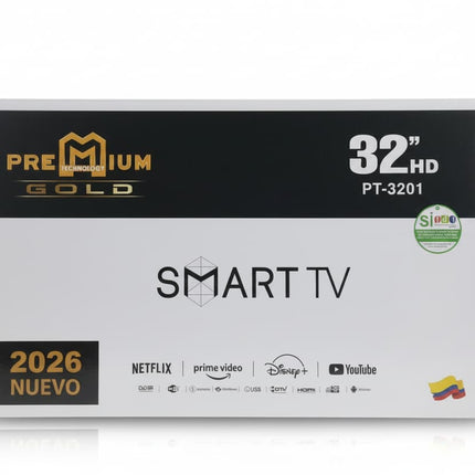 Televisor Smart TV Premium 32" Gold Edition 2026 - Ultra Slim con TDT y Apps