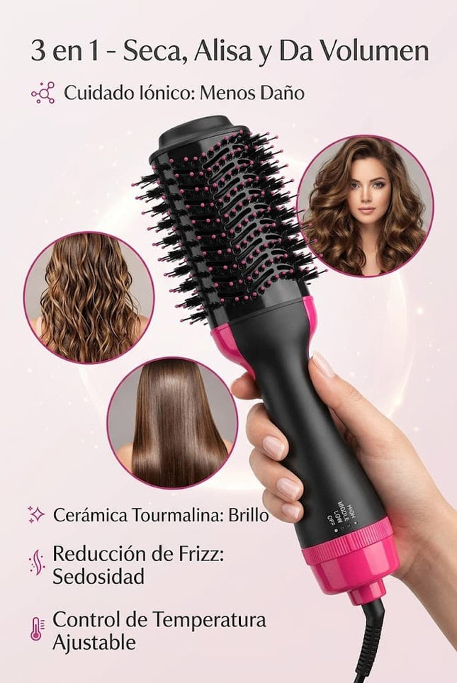 Cepillo Secador Voluminizador 3 en 1 | Seca, Alisa y Da Cuerpo a tu Cabello